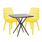 Ensemble 2 chaises en polypropylène et 1 table 70x70cm jardin olvera