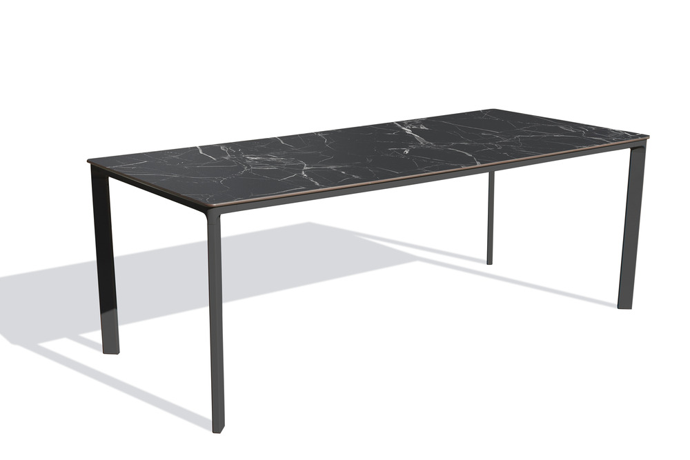 Meet - table de jardin 8 places en aluminium laqué et peinture epoxy noire