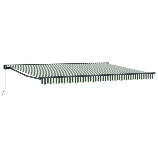 Auvent rétractable manuel vert et blanc 4 × 3,5 m