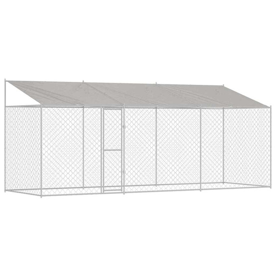Cage pour chien argent 600 x 200 x 256 cm acier galvanisé