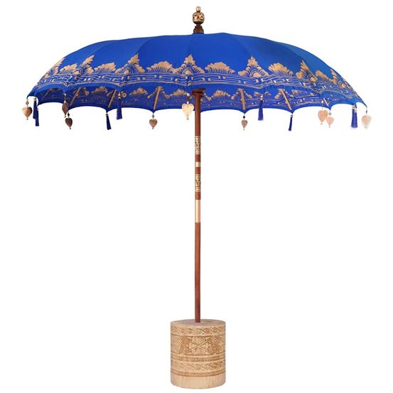 Parasol balinais avec base bleu 215 x 215 x 260 cm