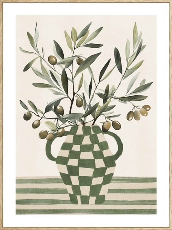 Toile imprimée encadrée claudia vert 45x60cm