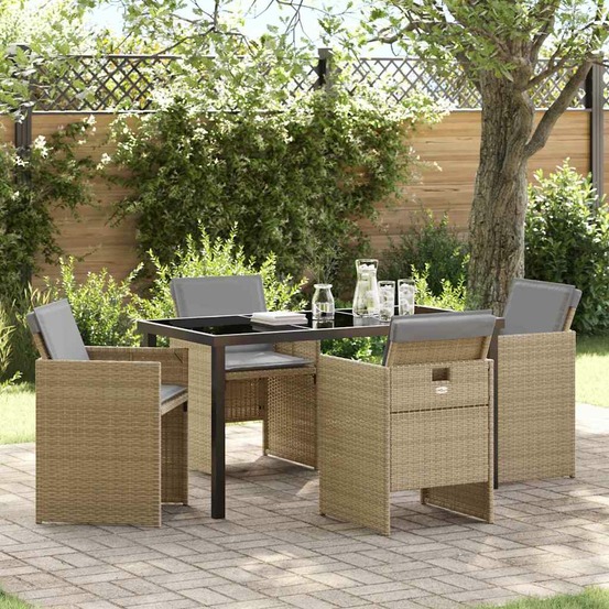 Ensemble de salle à manger pour jardin 5 pcs beige polyrotin
