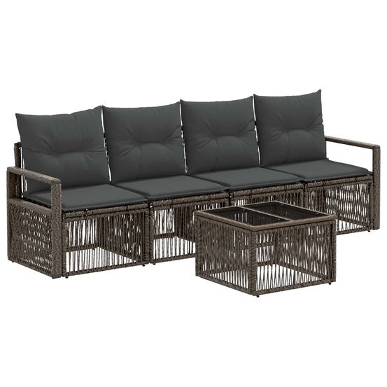 Ensemble de canapé de jardin 5 pc gris polyrotin