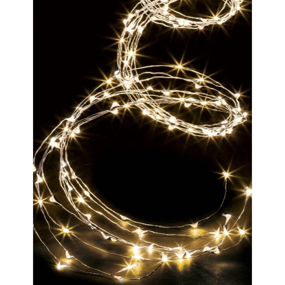 Guirlande lumineuse cascade d'extérieur 5 m 1000 led blanc chaud fil cuivre 13 fonctions avec minuteur sur secteur