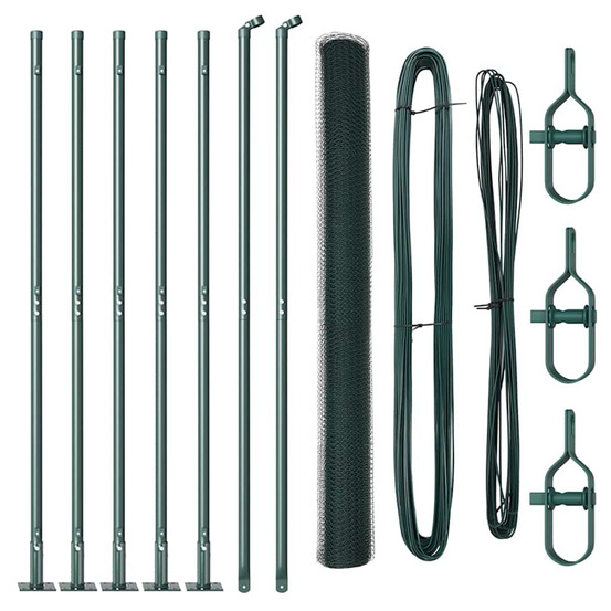 Clôture avec poteaux vert 1.5 x 10 m acier recouvert de pvc