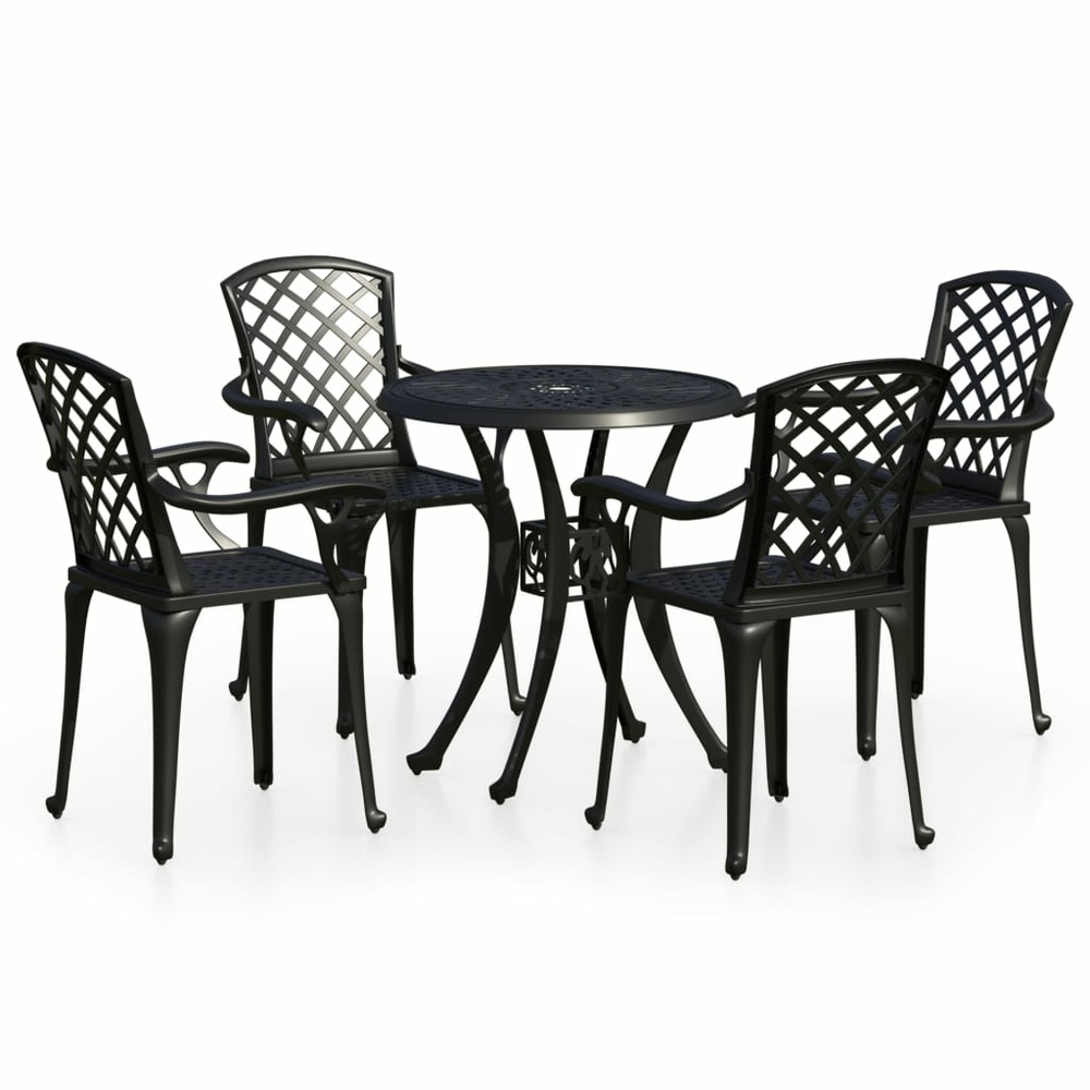 Ensemble de bistro 5 pcs aluminium coulé noir