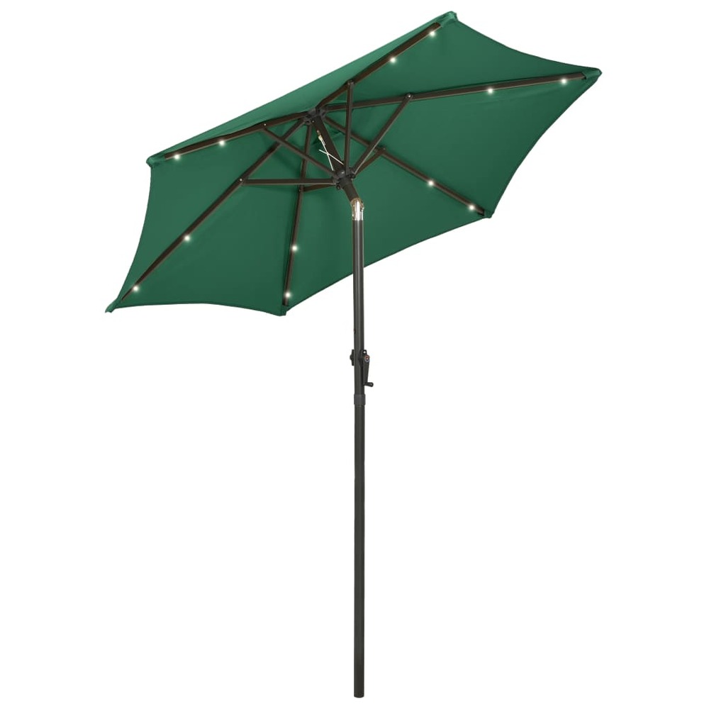 Parasol avec lumières led vert 200 x 211 cm aluminium