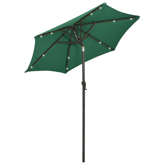 Parasol avec lumières led vert 200 x 211 cm aluminium