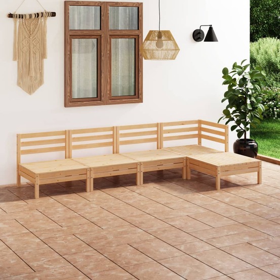 Salon de jardin 5 pcs bois de pin massif