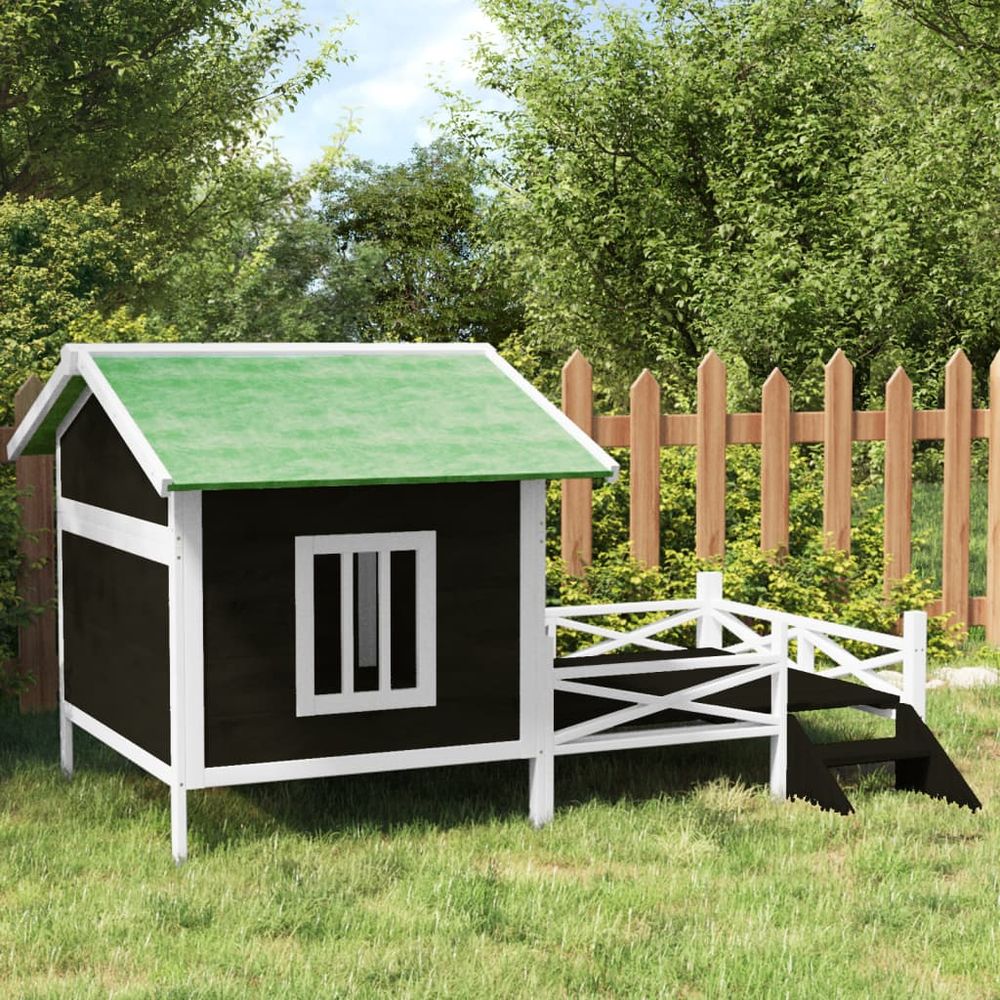 Niche chenil extérieur en bois pin massif pour chiens chats lapins toit imperméable 159x120x88cm gris