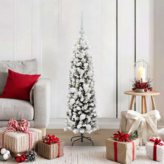 Sapin artificiel 120 cm prêt à poser, avec guirlande lumineuse led usb et kit d'ornements