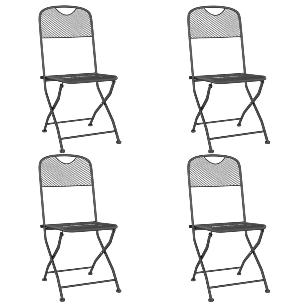 Chaises pliables jardin lot de 4 maille métallique anthracite