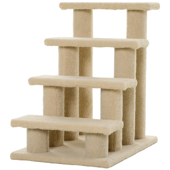 Escalier beige grande douceur pour chat et chien - 63,5l x 43l x 60h cm