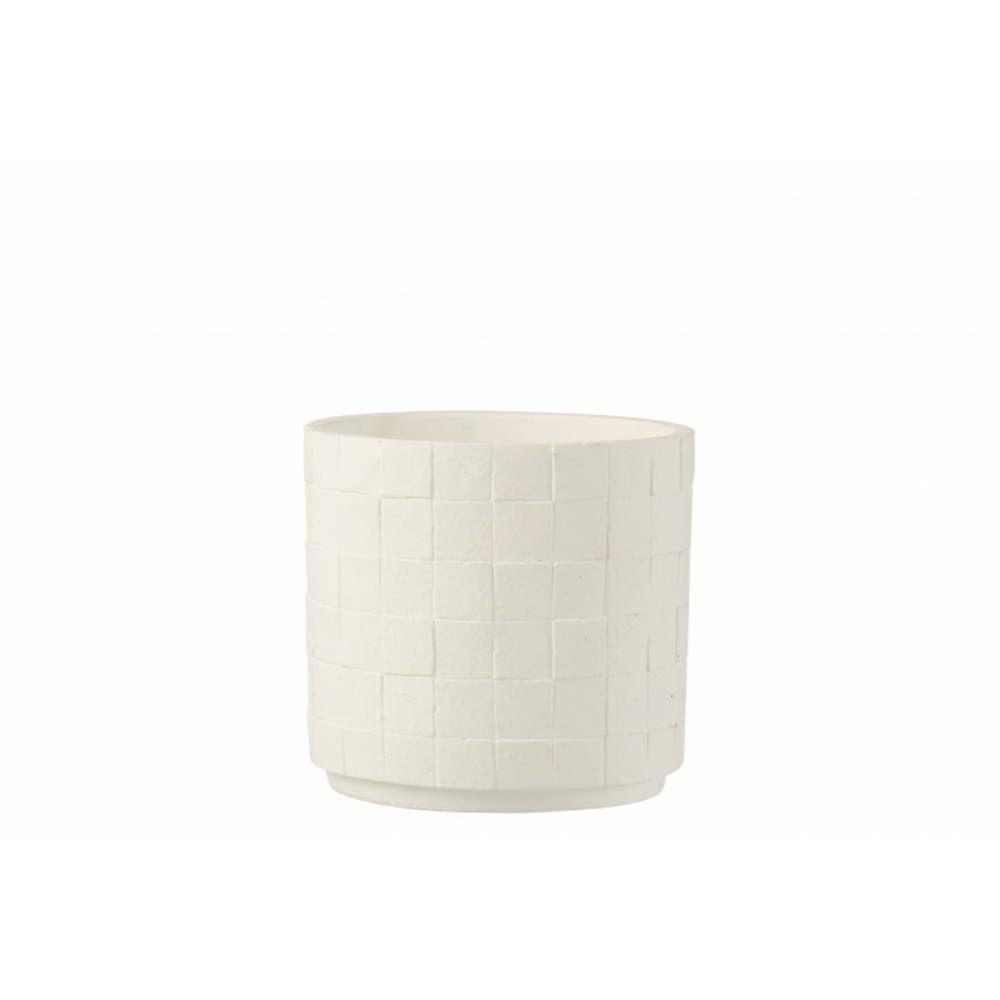Pot de fleurs en céramique blanche crème pour plante d'intérieur H15 x P18  cm - Cache