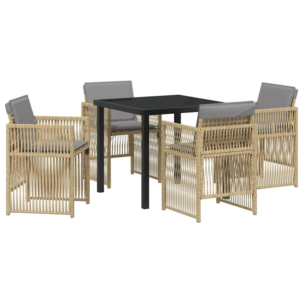 Ensemble de salle à manger pour jardin 5 pcs beige