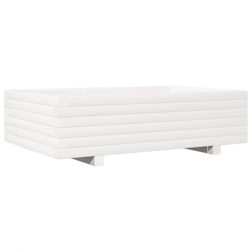 Jardinière d'extérieur blanc 90x60x26,5 cm bois de pin massif