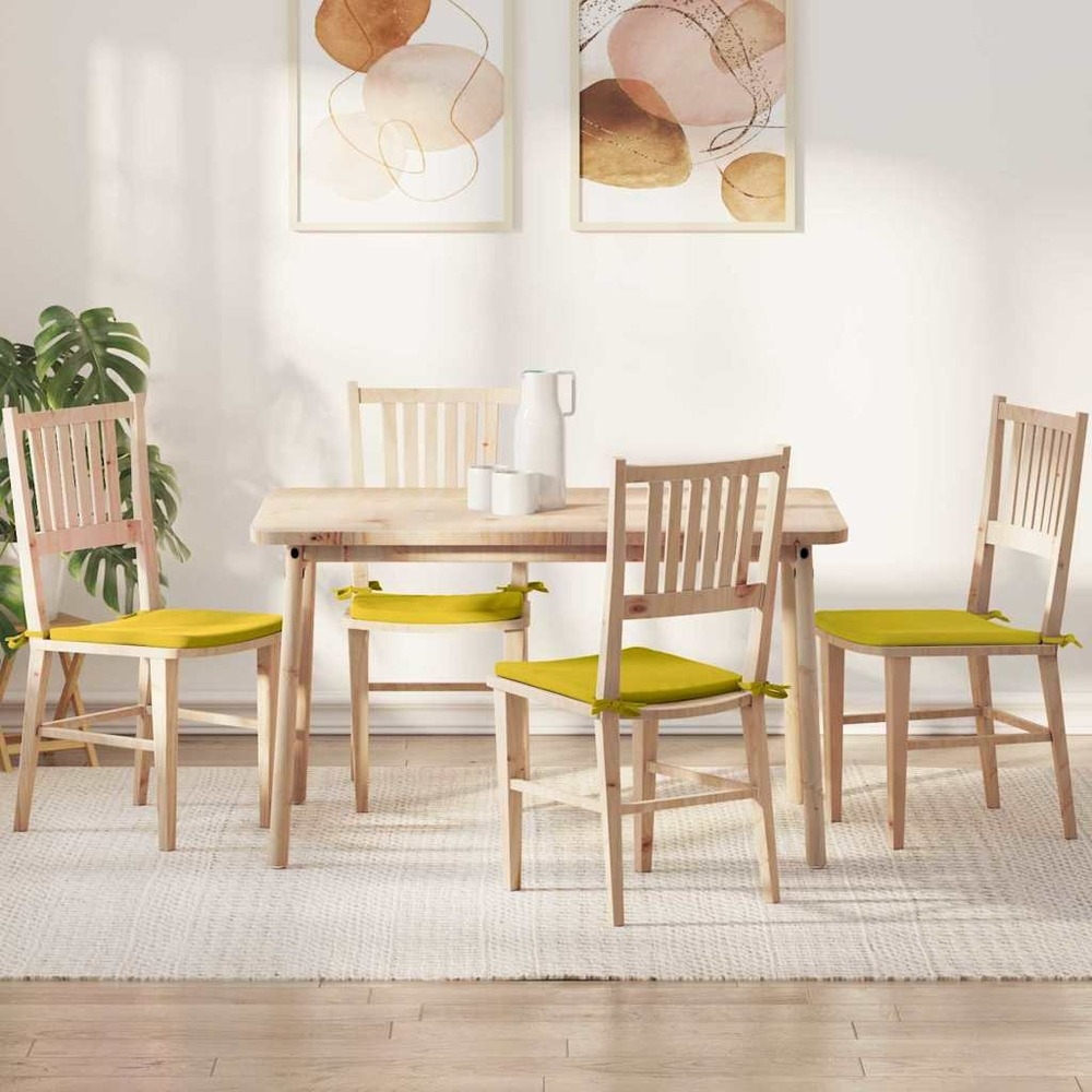 Coussins de siège 4 pcs jaune 40 x 40 x 3 cm velours