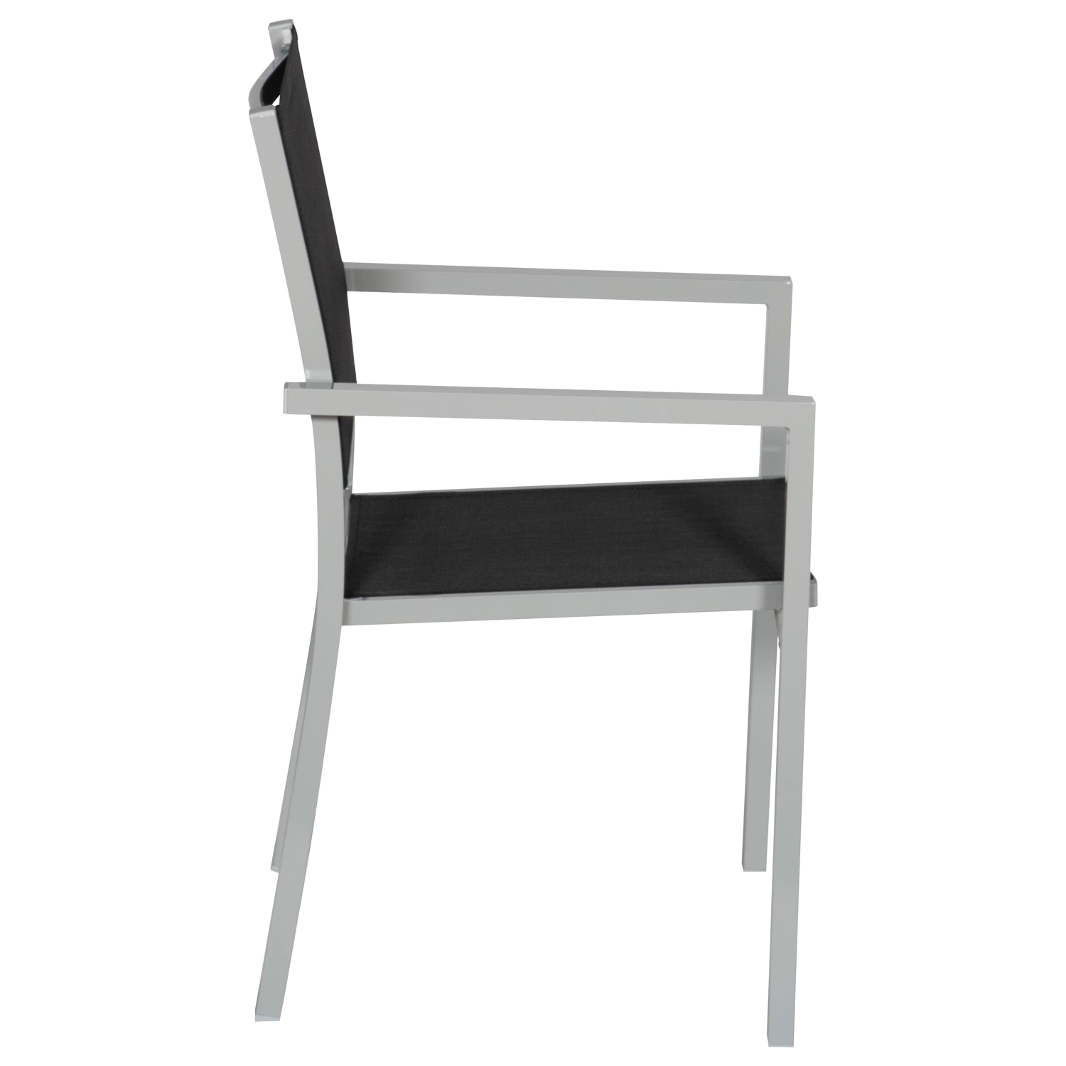 Lot de 4 chaises en aluminium gris - textilène noir