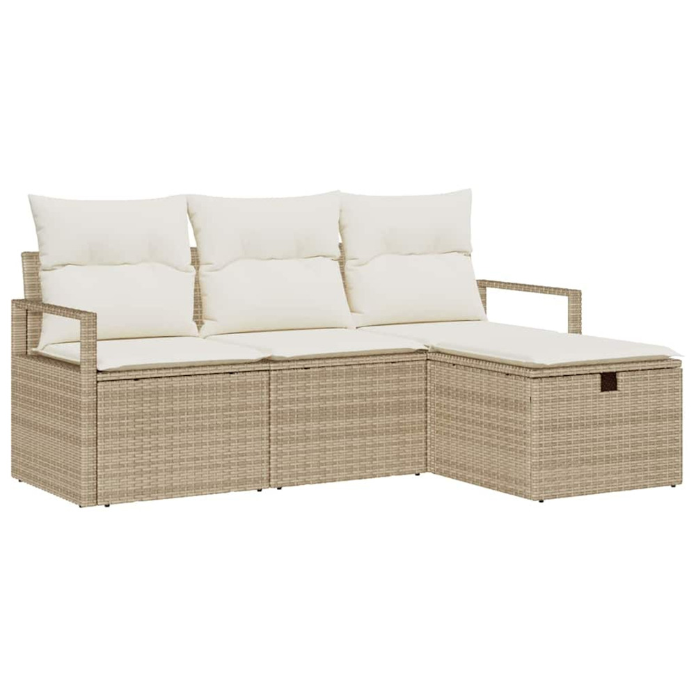 Ensemble de canapé de jardin 4 pcs beige poly rotin
