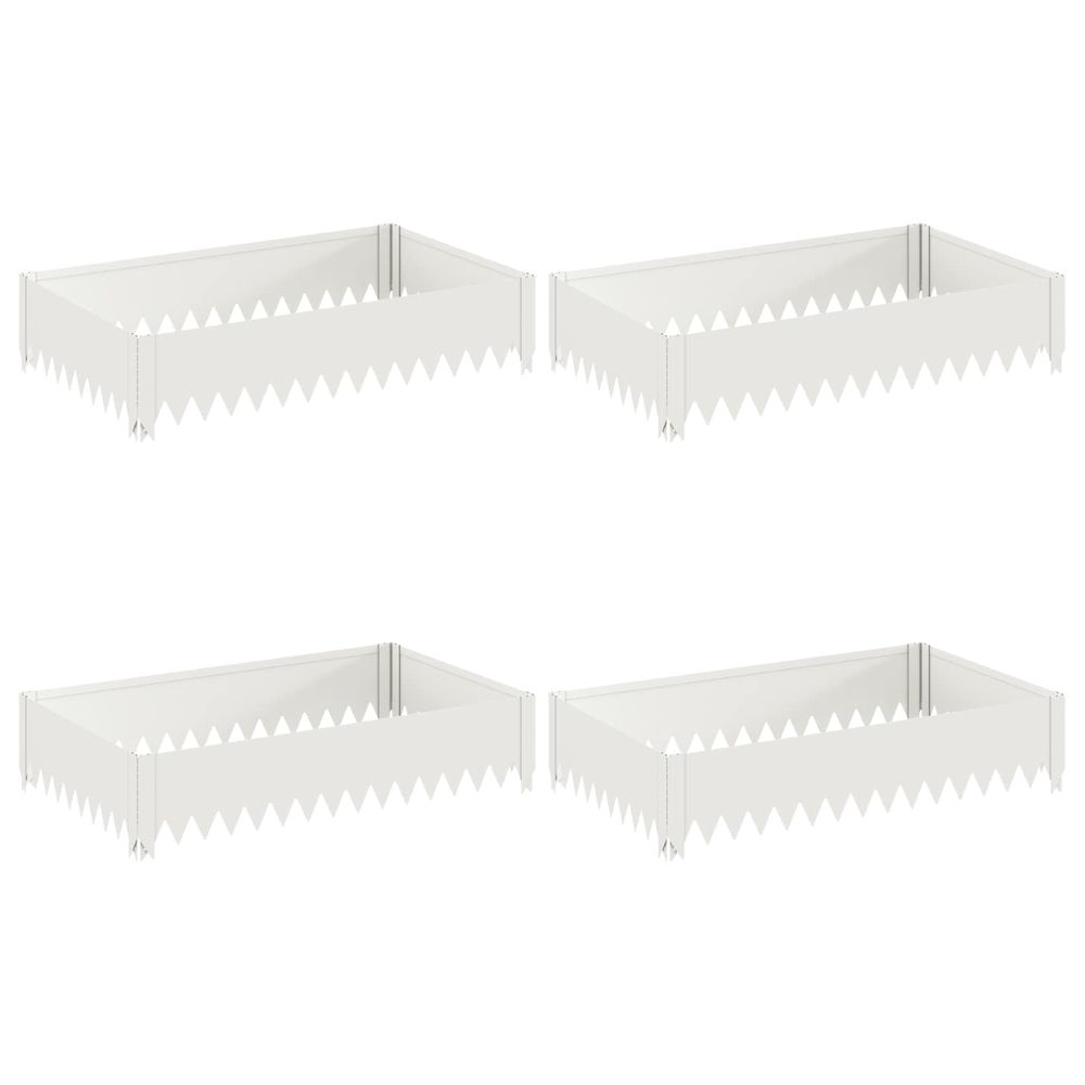 Bordure de pelouse 4 pc 100 x 60 x 20 cm acier blanc