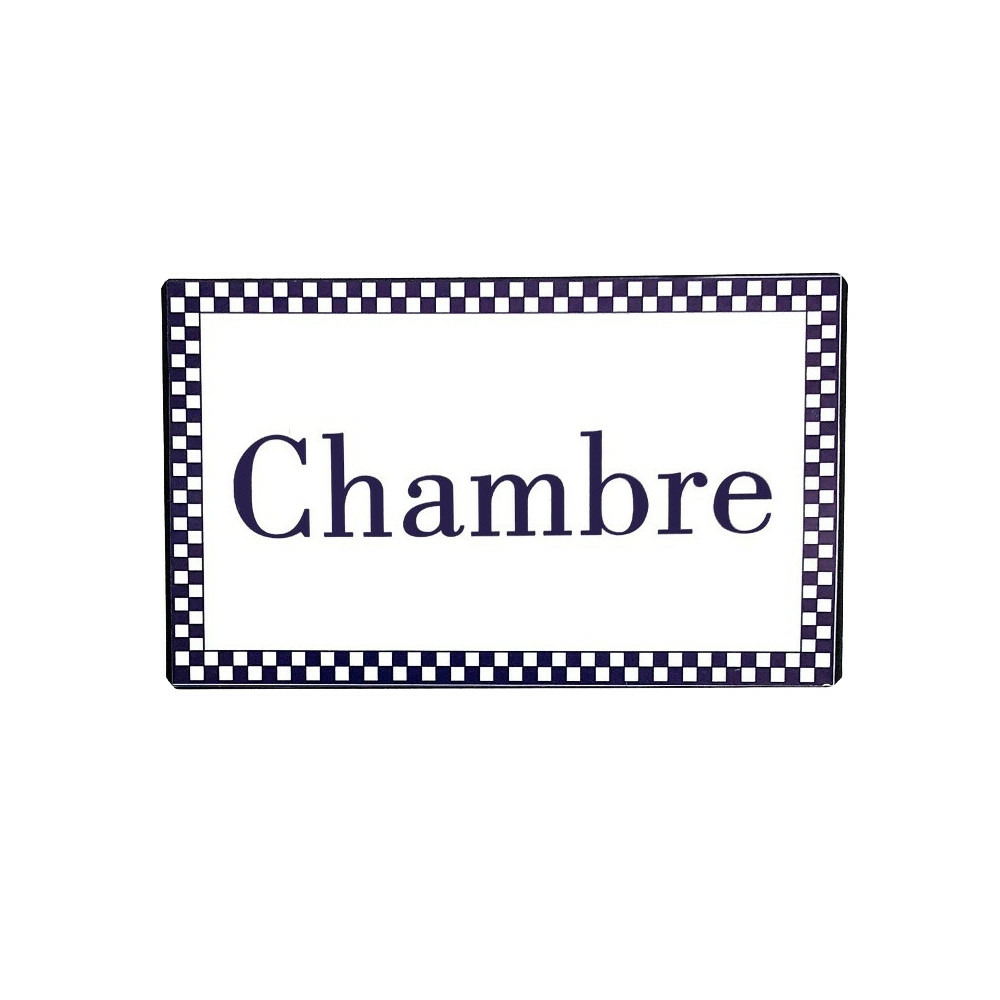 Plaque de porte décorative vintage chambre fer blanc bleu 15x9cm