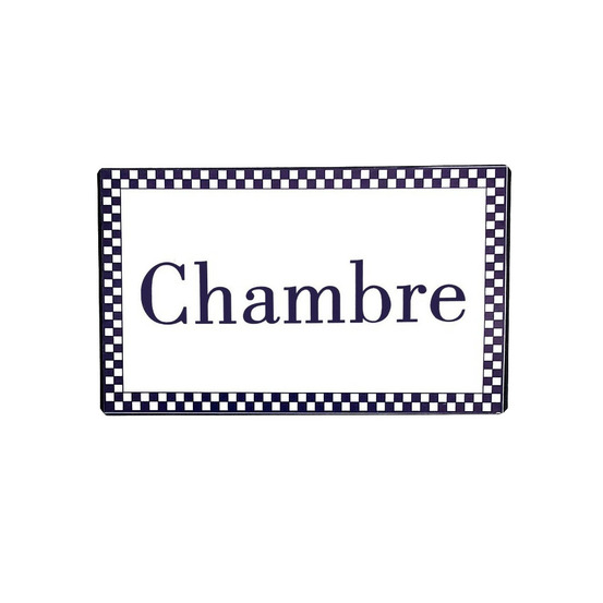 Plaque de porte décorative vintage chambre fer blanc bleu 15x9cm