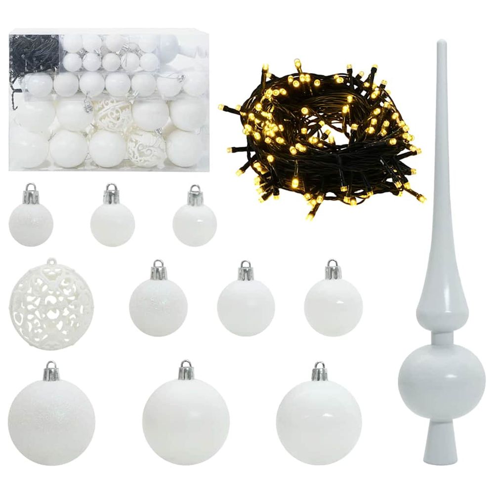 Ensemble de boules de noël 61 pc 150 led blanc chaud ø 6 cm
