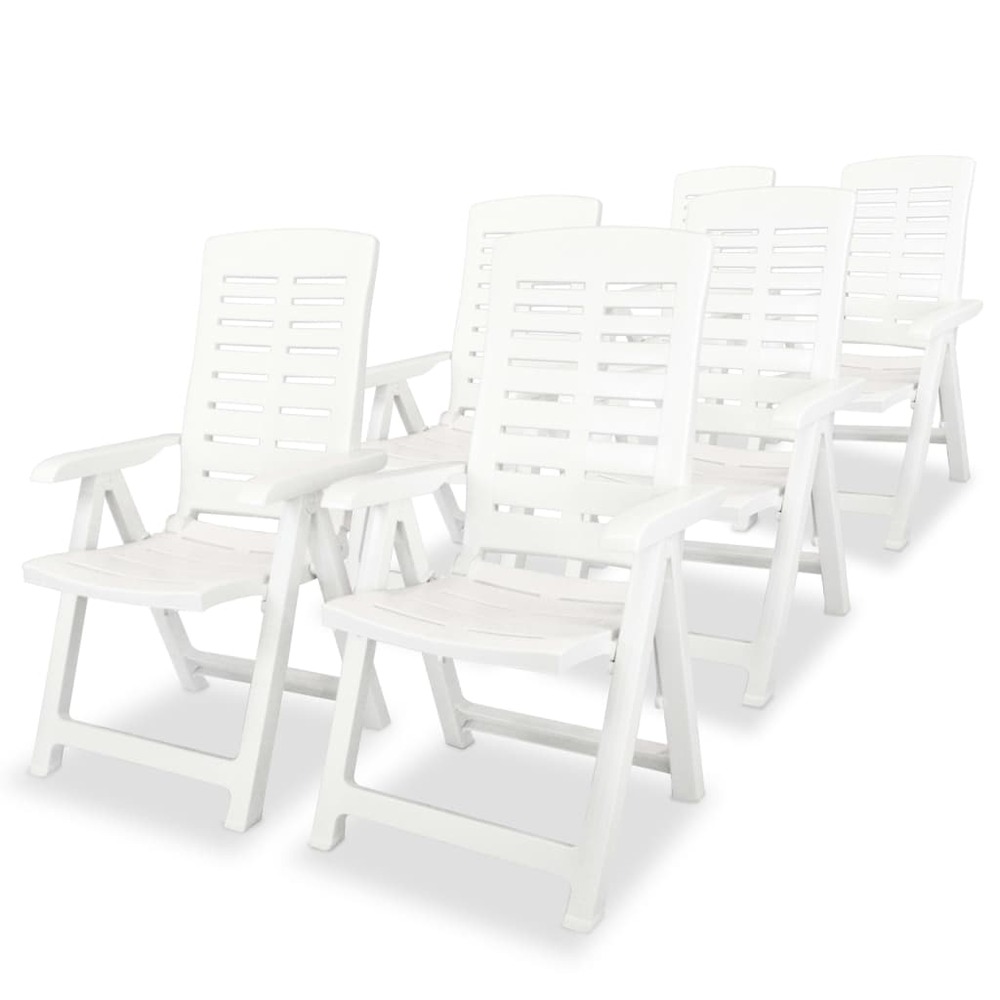 Chaises inclinables de jardin lot de 6 plastique blanc