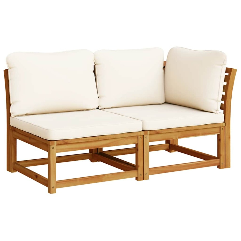 Salon de jardin 2 pcs avec coussins bois massif d'acacia