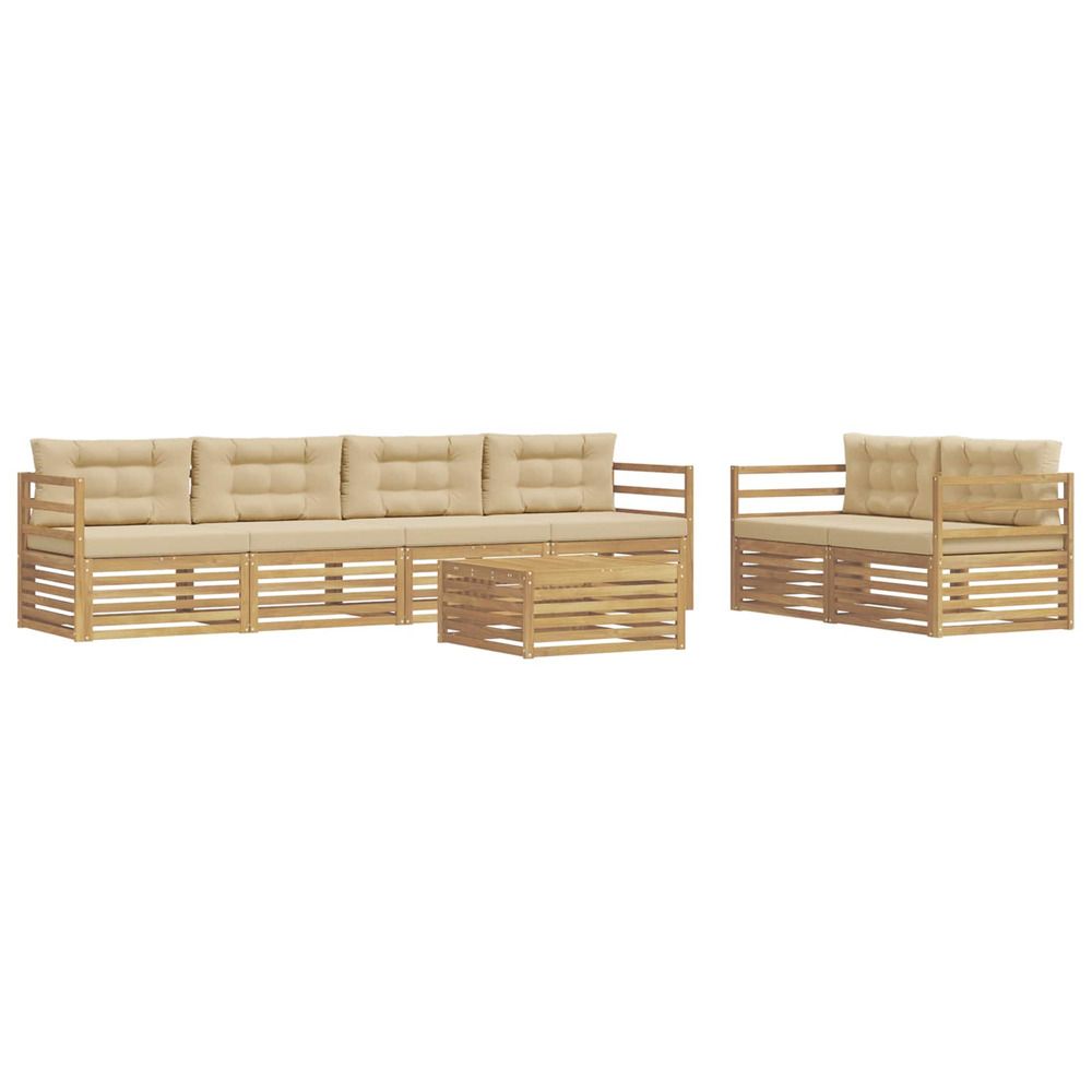 Ensemble de canapés d'extérieur 7 pc blanc et beige polyester
