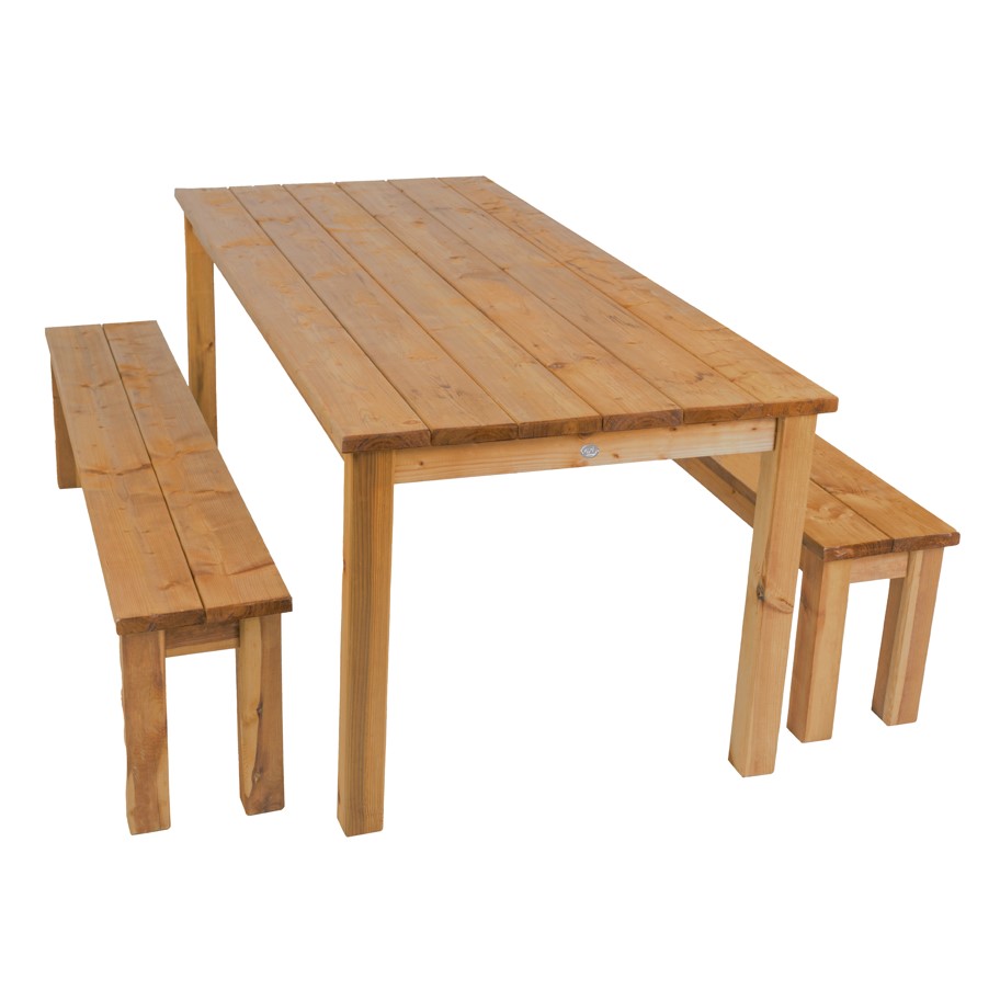 Louise table de pique nique en bois et bancs en bois 200 cm - marron