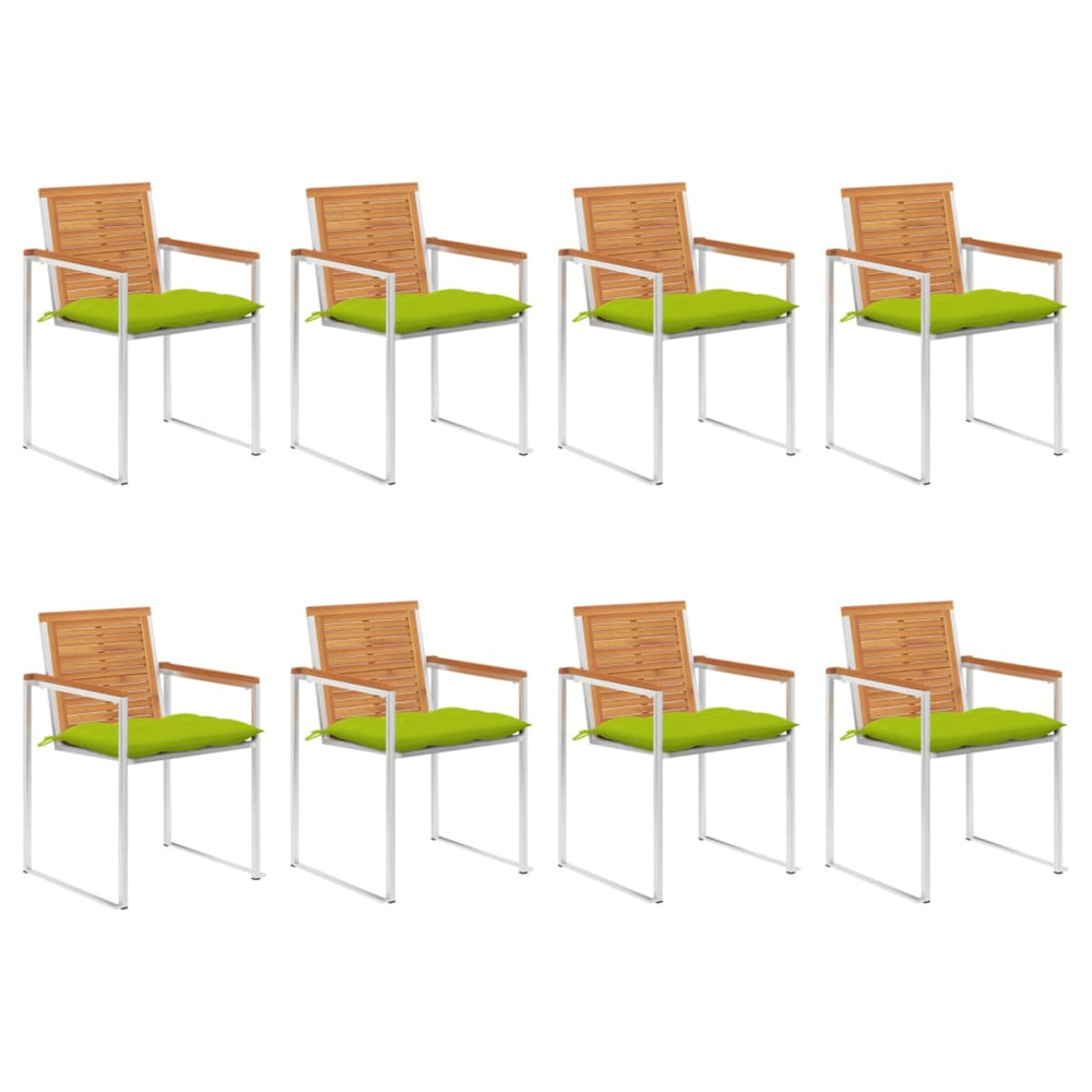 Chaises de jardin lot de 8 avec coussins bois d'acacia solide