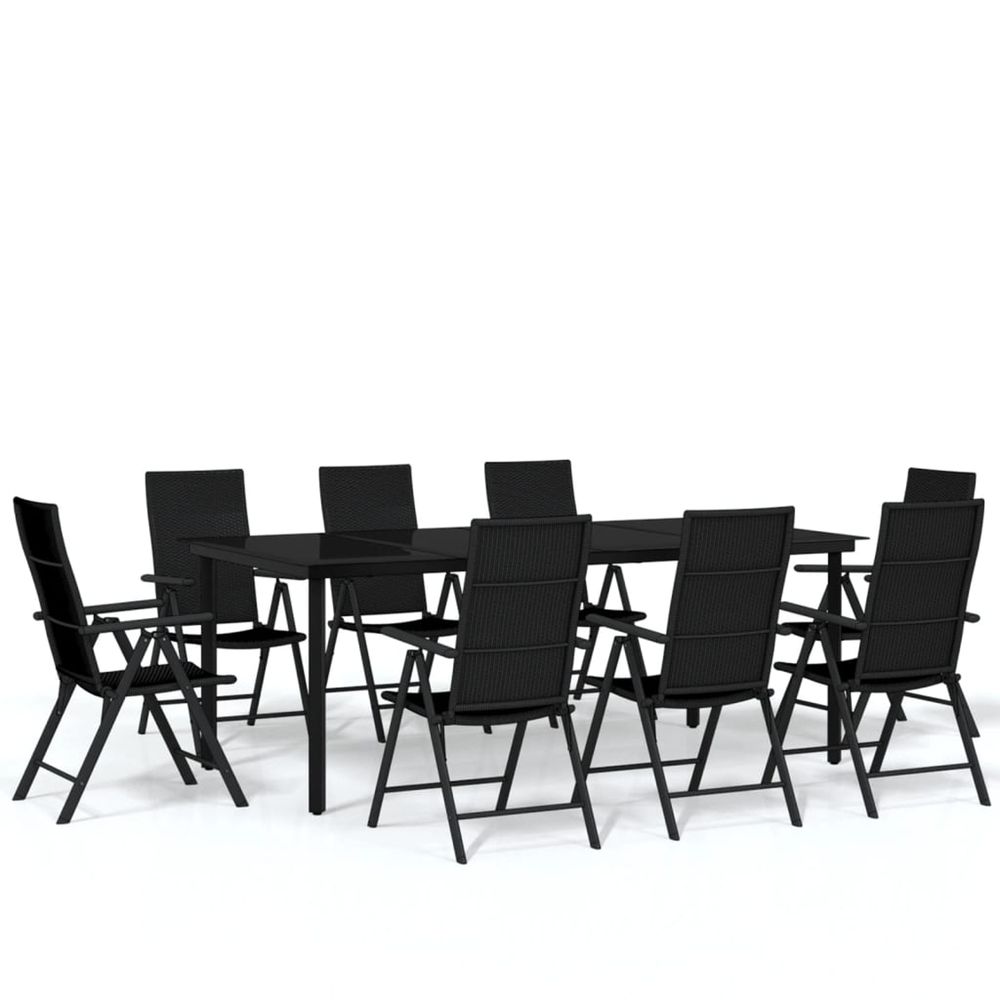 Ensemble à manger de jardin 9 pcs noir