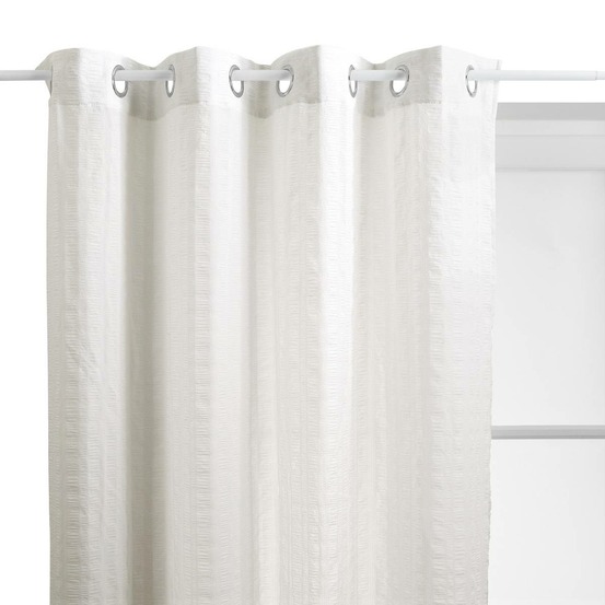 Voilage noa motif rayures plissées140x240cm blanc