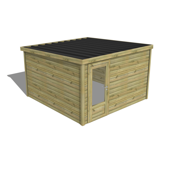 Abri de jardin bois pin traité autoclave 27mm - essentiel - 3,44x3,44m / 12m2 - bac acier - abri français