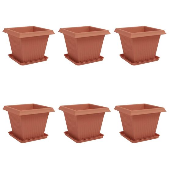 Pots de plantes 6 pc rouge brique plastique