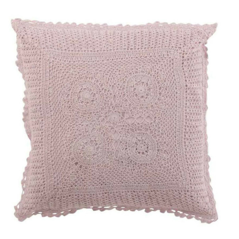 Coussin déco dentelle 45x45cm rose mauve