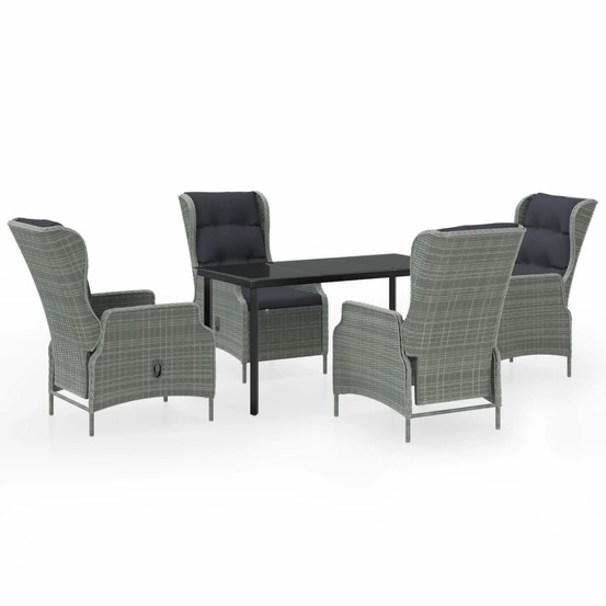 Ensemble à manger de jardin 5 pcs gris clair