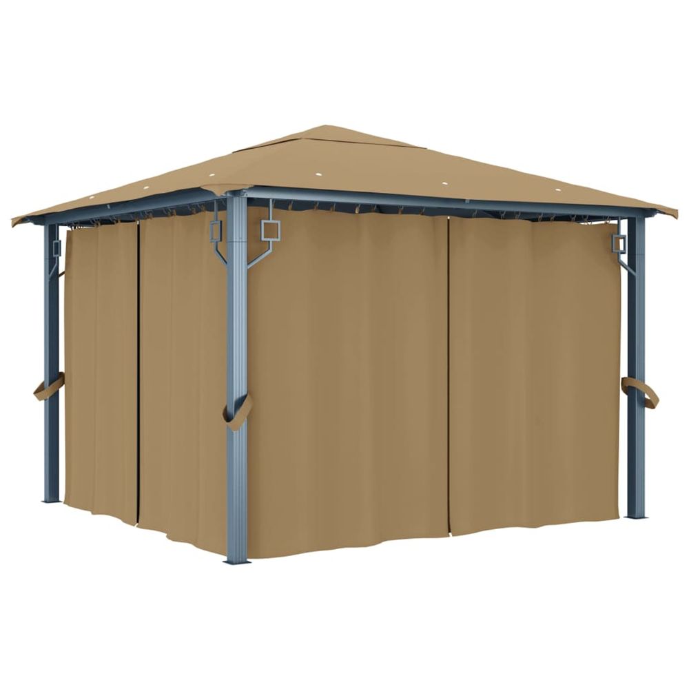 Tonnelle avec rideau 300x300 cm taupe aluminium