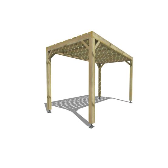 Pergola bois • 4m x 2m • indépendante • sens profondeur • platelage bois • livraison comprise