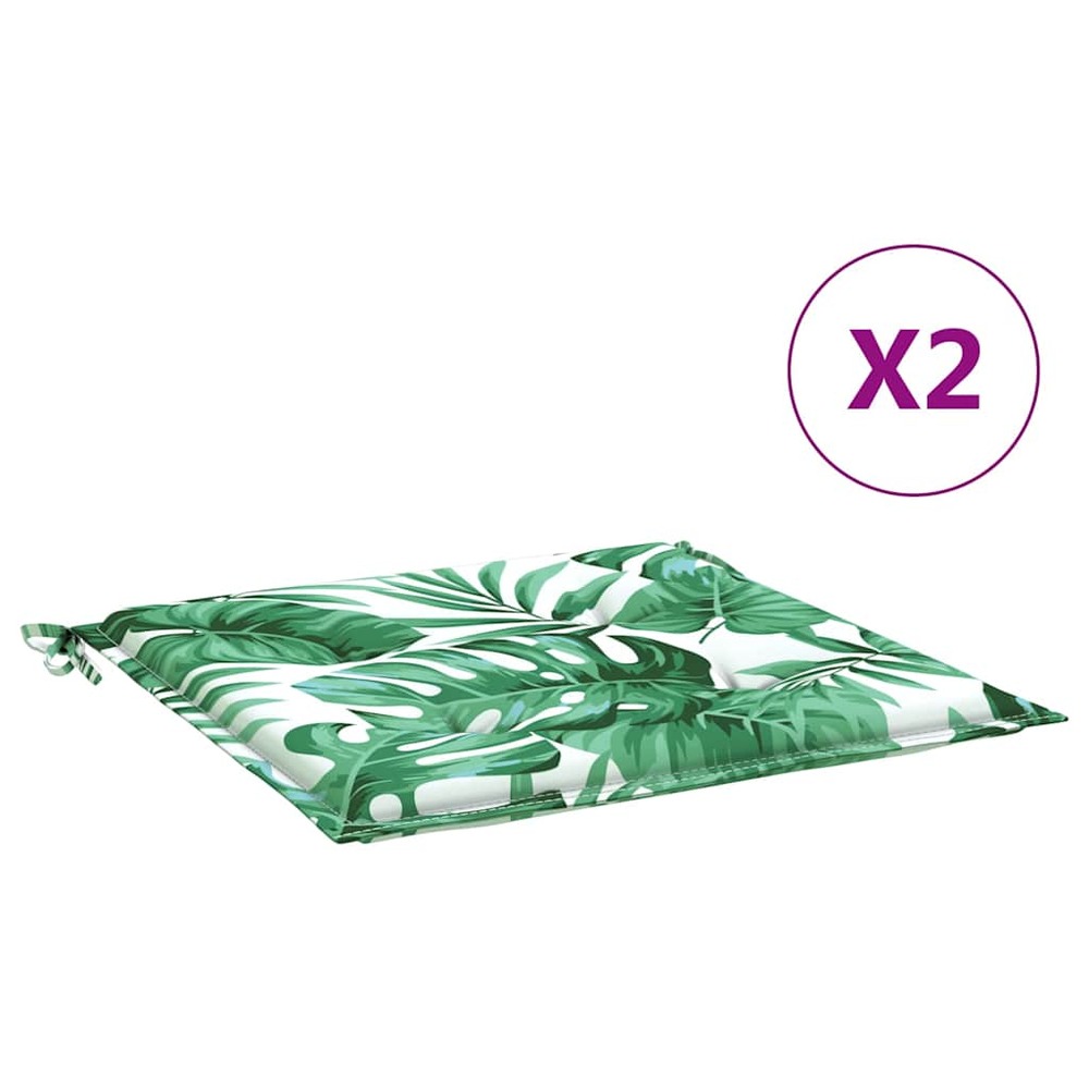 Coussins de chaise lot de 2 motif de feuilles 50x50x4 cm tissu