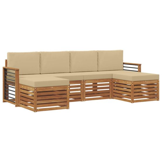 Ensemble de canapés d'extérieur 6 pc naturel et beige