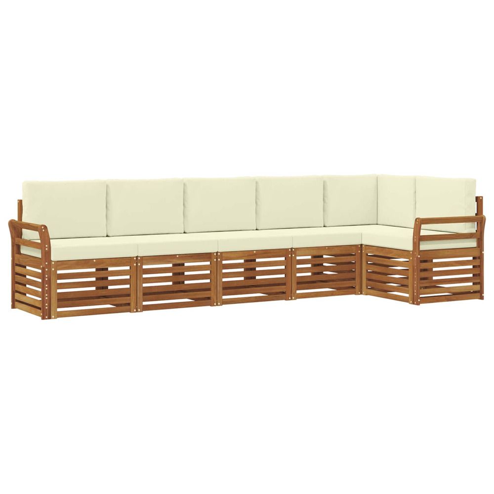 Ensemble de canapés d'extérieur 6 pc naturel et crème polyester