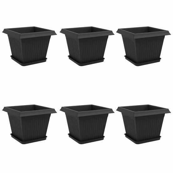 Pots de plantes 6 pc noir plastique