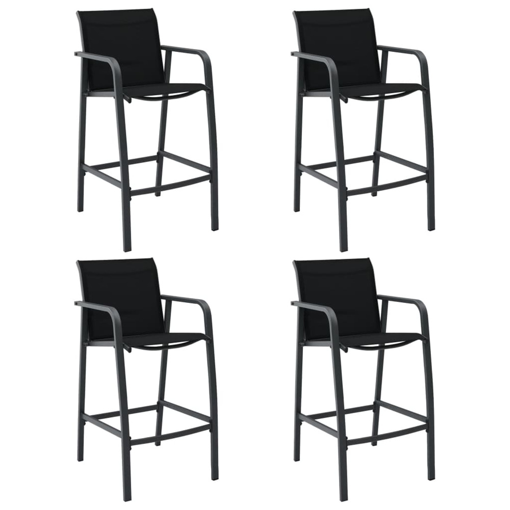 Chaises de bar de jardin lot de 4 noir textilène