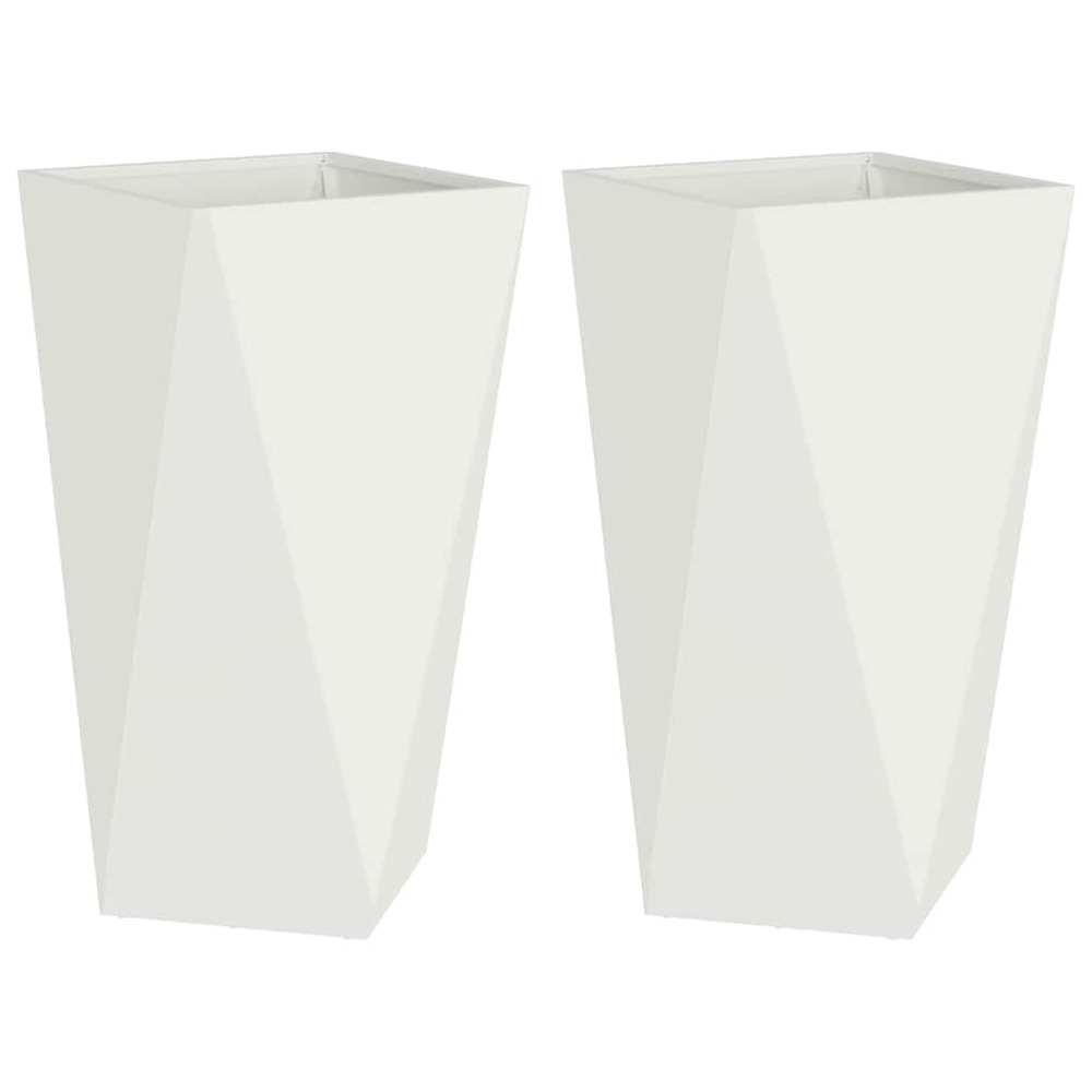 Jardinière d'extérieur 2 pcs blanc 40 x 40 x 75 cm acier