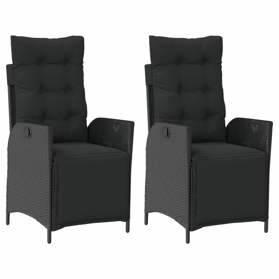 Chaises inclinables de jardin lot de 2 repose-pied noir rotin