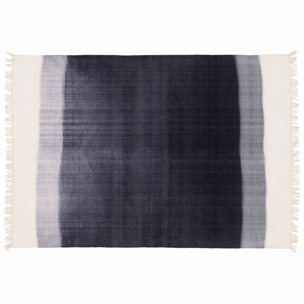 Tapis rectangulaire en laine tissé à plat bleu 160 x 230 cm