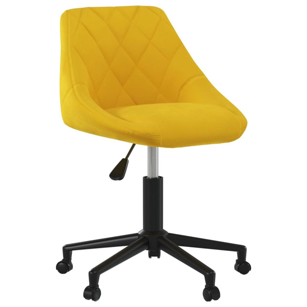 Chaise pivotante de bureau jaune moutarde velours